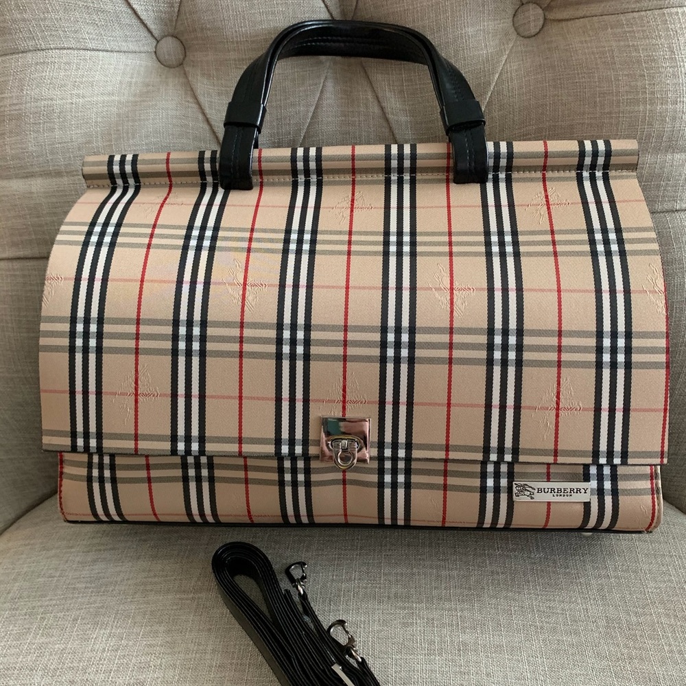 Plaid coated canvas handbag